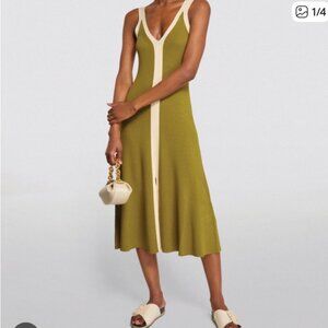NWT Sandro Elwire Knit Midi Dress, Olive Green, Sz 8